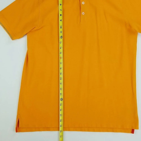 Robert Graham Large Men's Orange Embroidered Button Hem Short Sleeve Cotton Polo - Picture 5 of 7